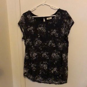 Black & White, lace, flower printed blouse